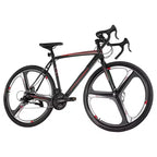 Bicicleta de carretera de carreras NAYSAYE 700C con 21 velocidades, cuadro de acero al carbono y frenos de disco para desplazamientos urbanos, negra, 53.74*8.27*29.13