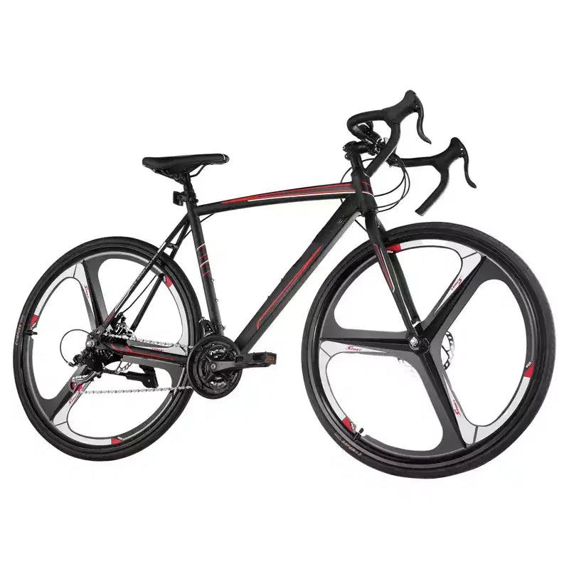 Bicicleta de carretera de carreras NAYSAYE 700C con 21 velocidades, cuadro de acero al carbono y frenos de disco para desplazamientos urbanos, negra, 53.74*8.27*29.13