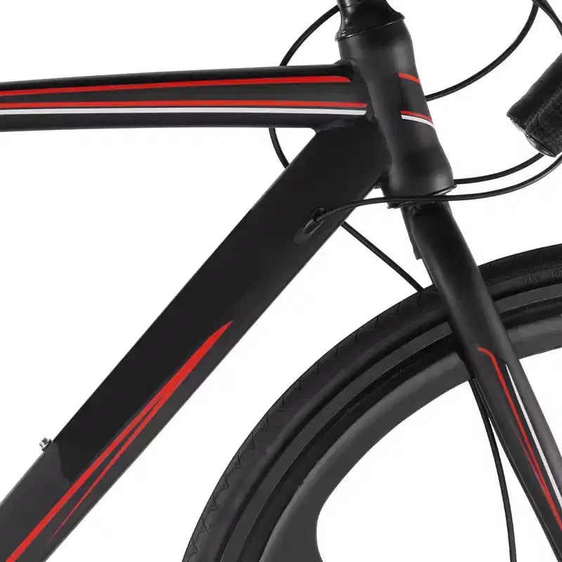 Bicicleta de carretera de carreras NAYSAYE 700C con 21 velocidades, cuadro de acero al carbono y frenos de disco para desplazamientos urbanos, negra, 53.74*8.27*29.13