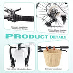 Bicicleta Plegable NAYSAYE de 20 Pulgadas para Adultos con Cesta, Soporte para Teléfono, Guardabarros, 6 Velocidades, Cuadro de Acero, Frenos en V Dobles para Hombres y Mujeres, Blanca, 61*26.38*42.13