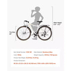 Bicicleta Híbrida VEVOR, Bicicleta con Cuadro Ligero de Aluminio, Bicicleta Híbrida de 700c para Hombres y Mujeres, Bicicletas Urbanas para Adultos con Cuadro Alto, Blancas