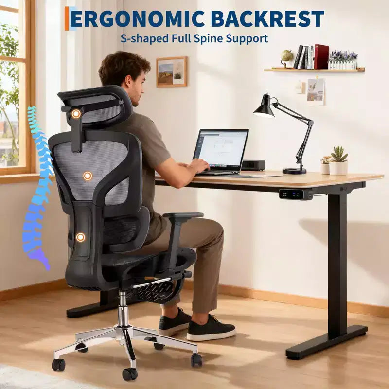 Silla de oficina ergonómica, cómoda silla de escritorio con respaldo alto y reposabrazos ajustables en 3D, silla giratoria para trabajo, estudio, videojuegos