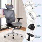 Silla de oficina ergonómica, cómoda silla de escritorio con respaldo alto y reposabrazos ajustables en 3D, silla giratoria para trabajo, estudio, videojuegos