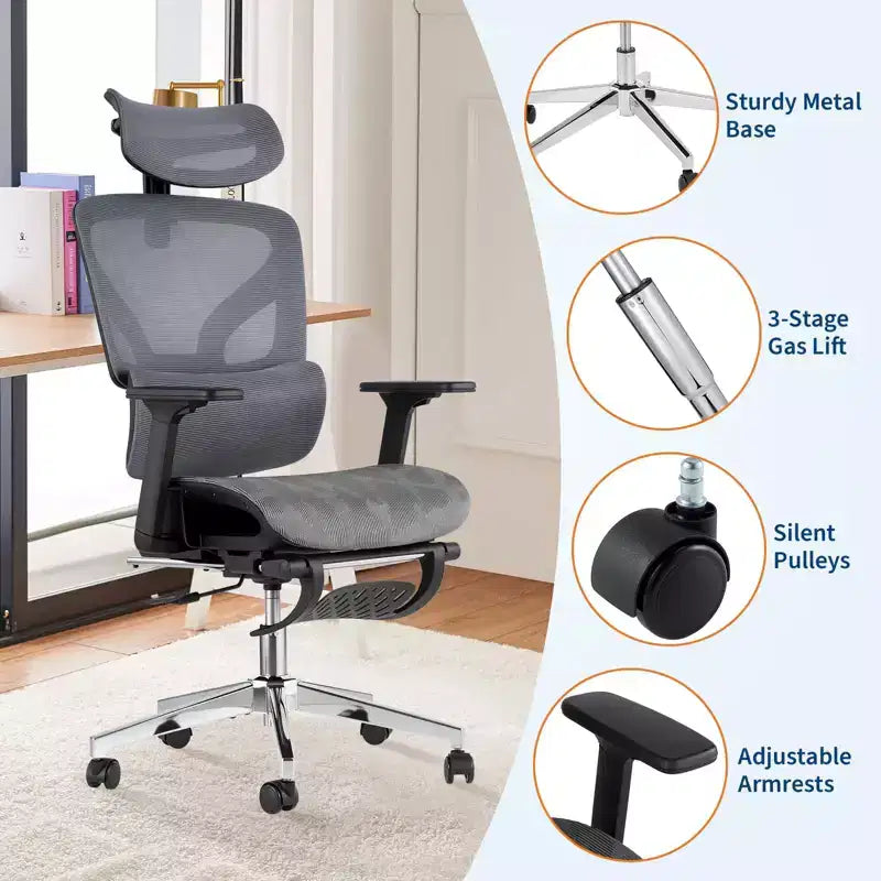 Silla de oficina ergonómica, cómoda silla de escritorio con respaldo alto y reposabrazos ajustables en 3D, silla giratoria para trabajo, estudio, videojuegos