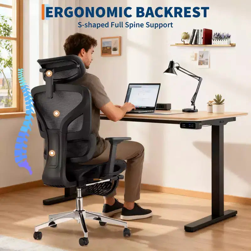 Silla de oficina ergonómica, cómoda silla de escritorio con respaldo alto y reposabrazos ajustables en 3D, silla giratoria para trabajo, estudio, videojuegos