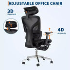 Silla de oficina ergonómica, cómoda silla de escritorio con respaldo alto y reposabrazos ajustables en 3D, silla giratoria para trabajo, estudio, videojuegos