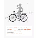 VEVOR Bicicleta Híbrida, Bicicleta con Cuadro de Aluminio Ligero, Bicicleta Híbrida de 700c para Hombres y Mujeres, Bicicletas Urbanas para Desplazamientos Diarios para Adultos, Blanco