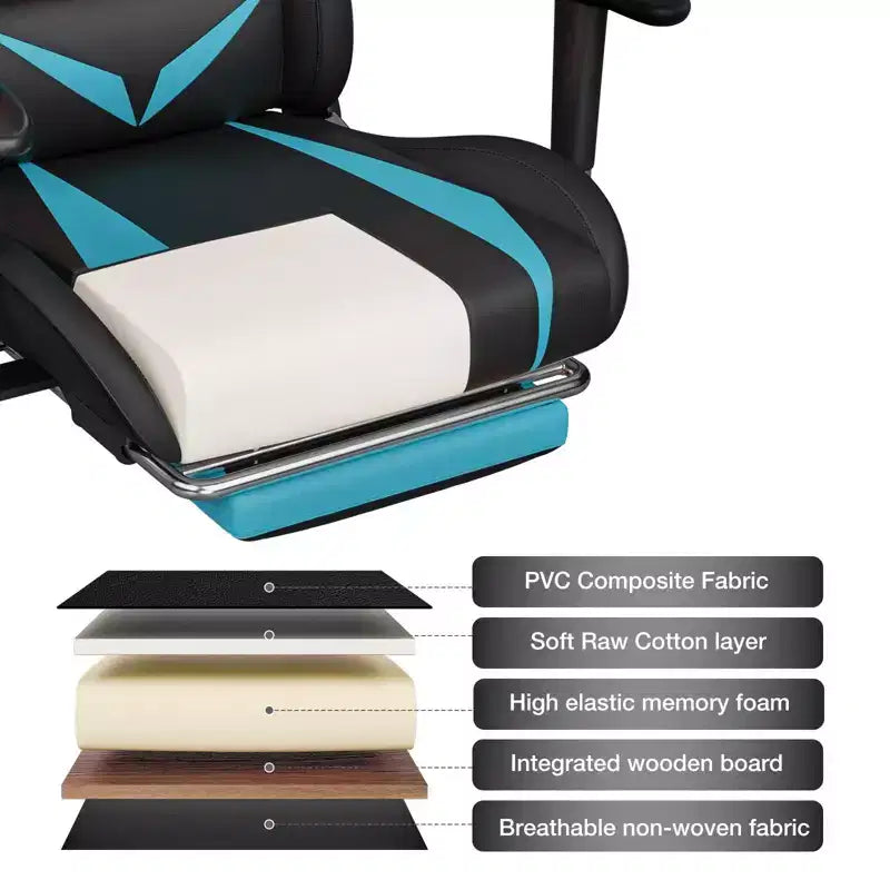 Sillón de oficina ergonómico Hoffree para juegos, reclinable, con masaje, altavoz Bluetooth y luz RGB