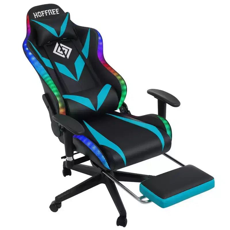 Sillón de oficina ergonómico Hoffree para juegos, reclinable, con masaje, altavoz Bluetooth y luz RGB