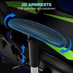Sillón de oficina ergonómico Hoffree para juegos, reclinable, con masaje, altavoz Bluetooth y luz RGB