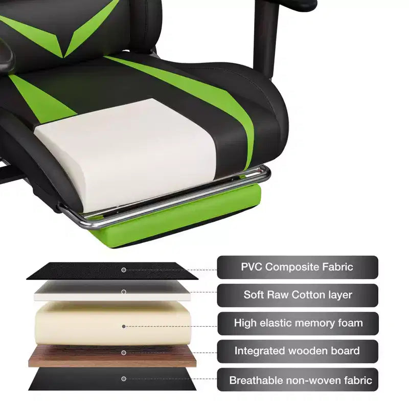 Sillón de oficina ergonómico Hoffree para juegos, reclinable, con masaje, altavoz Bluetooth y luz RGB