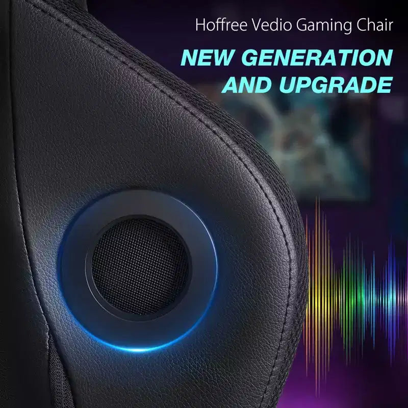 Sillón de oficina ergonómico Hoffree para juegos, reclinable, con masaje, altavoz Bluetooth y luz RGB