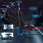 Sillón de oficina ergonómico Hoffree para juegos, reclinable, con masaje, altavoz Bluetooth y luz RGB