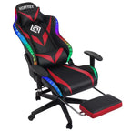 Sillón de oficina ergonómico Hoffree para juegos, reclinable, con masaje, altavoz Bluetooth y luz RGB