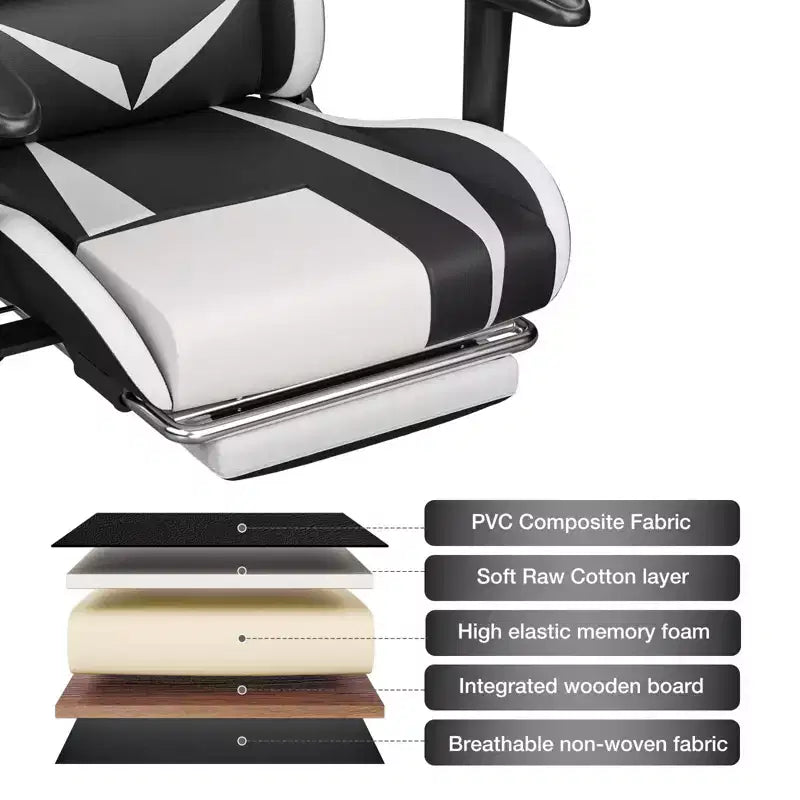 Sillón de oficina ergonómico Hoffree para juegos, reclinable, con masaje, altavoz Bluetooth y luz RGB