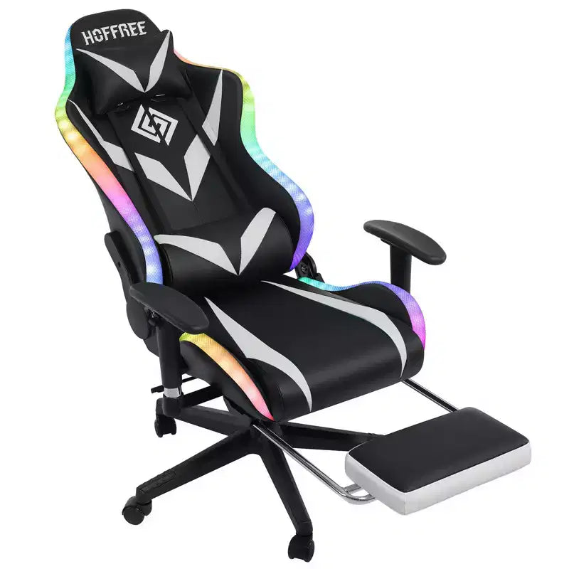 Sillón de oficina ergonómico Hoffree para juegos, reclinable, con masaje, altavoz Bluetooth y luz RGB