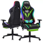 Sillón de oficina ergonómico Hoffree para juegos, reclinable, con masaje, altavoz Bluetooth y luz RGB