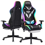 Sillón de oficina ergonómico Hoffree para juegos, reclinable, con masaje, altavoz Bluetooth y luz RGB