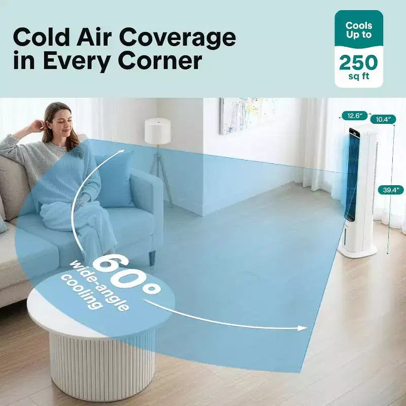 Enfriador de aire evaporativo portátil SereneLife  Depósito de agua desmontable de 5 L - Blanco