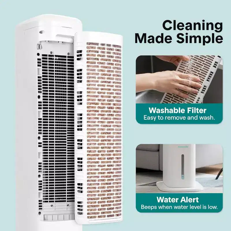 Enfriador de aire evaporativo portátil SereneLife  Depósito de agua desmontable de 5 L - Blanco