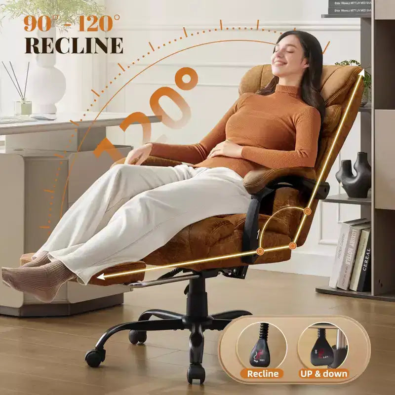 Silla de escritorio de oficina, silla ejecutiva grande y alta de 500 libras con reposapiés, silla de juegos reclinable de cuero 90-155