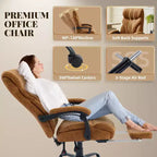 Silla de escritorio de oficina, silla ejecutiva grande y alta de 500 libras con reposapiés, silla de juegos reclinable de cuero 90-155