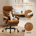 Silla de escritorio de oficina, silla ejecutiva grande y alta de 500 libras con reposapiés, silla de juegos reclinable de cuero 90-155