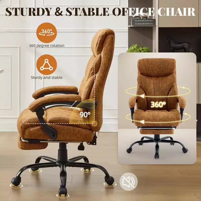 Silla de escritorio de oficina, silla ejecutiva grande y alta de 500 libras con reposapiés, silla de juegos reclinable de cuero 90-155