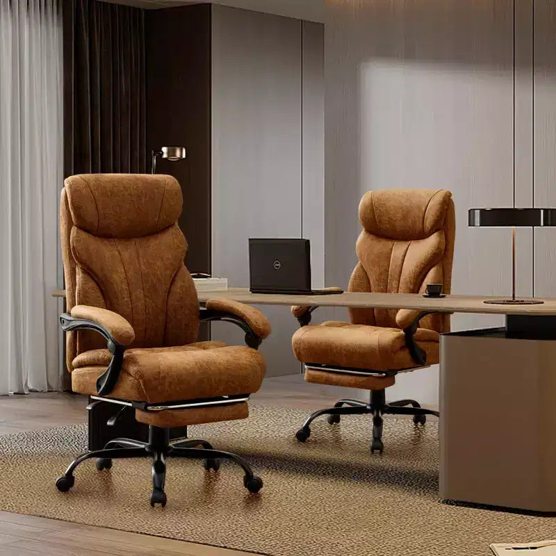Silla de escritorio de oficina, silla ejecutiva grande y alta de 500 libras con reposapiés, silla de juegos reclinable de cuero 90-155