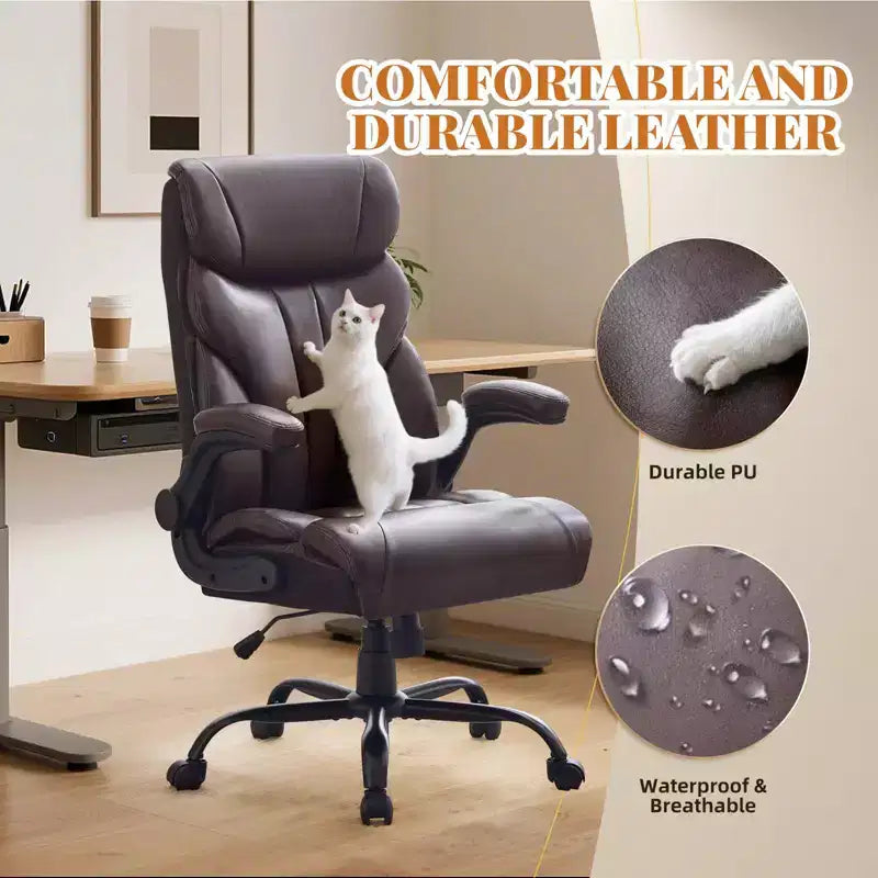 Silla de escritorio de oficina, silla ejecutiva grande y alta de 500 libras con reposapiés, silla de juegos reclinable de cuero 90-155