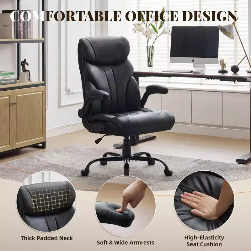 Silla de escritorio de oficina, silla ejecutiva grande y alta de 500 libras con reposapiés, silla de juegos reclinable de cuero 90-155