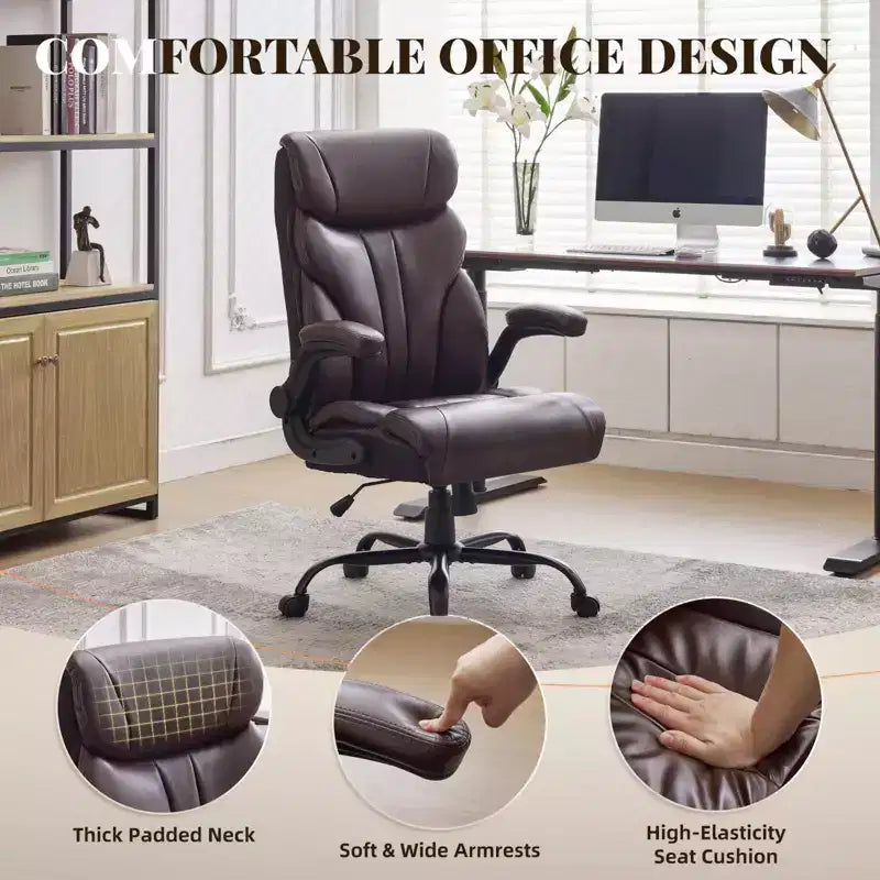 Silla de escritorio de oficina, silla ejecutiva grande y alta de 500 libras con reposapiés, silla de juegos reclinable de cuero 90-155
