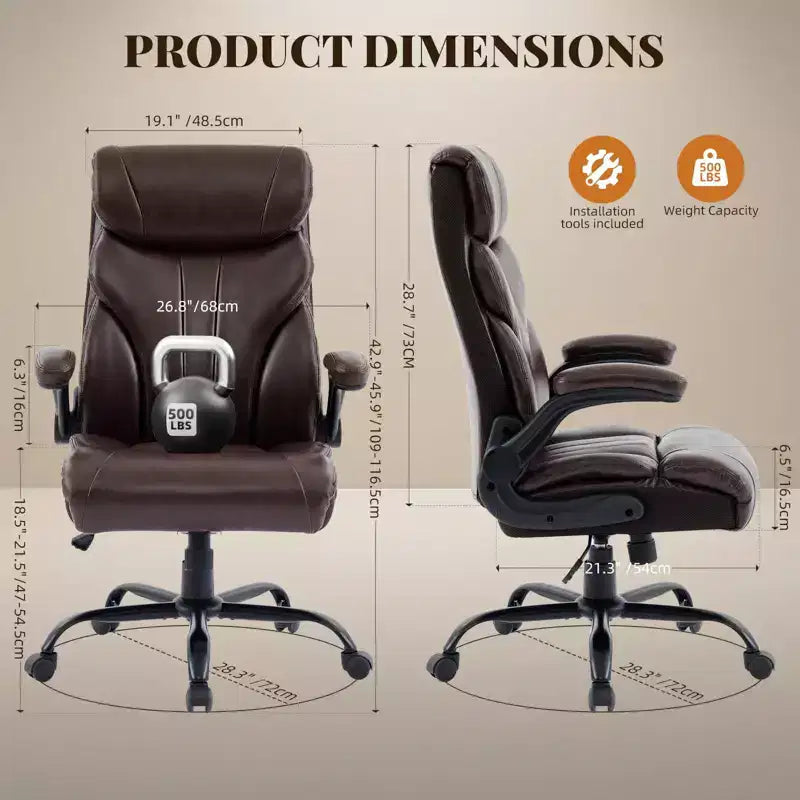 Silla de escritorio de oficina, silla ejecutiva grande y alta de 500 libras con reposapiés, silla de juegos reclinable de cuero 90-155