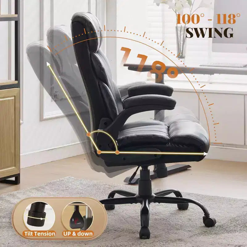 Silla de escritorio de oficina, silla ejecutiva grande y alta de 500 libras con reposapiés, silla de juegos reclinable de cuero 90-155