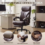 Silla de escritorio de oficina, silla ejecutiva grande y alta de 500 libras con reposapiés, silla de juegos reclinable de cuero 90-155