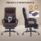 Silla de escritorio de oficina, silla ejecutiva grande y alta de 500 libras con reposapiés, silla de juegos reclinable de cuero 90-155