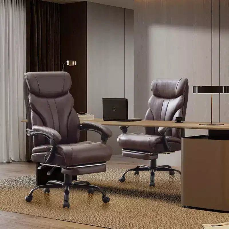 Silla de escritorio de oficina, silla ejecutiva grande y alta de 500 libras con reposapiés, silla de juegos reclinable de cuero 90-155