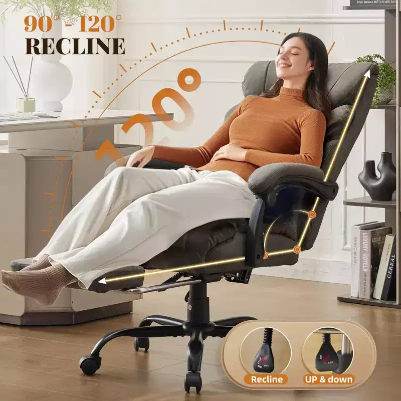 Silla de escritorio de oficina, silla ejecutiva grande y alta de 500 libras con reposapiés, silla de juegos reclinable de cuero 90-155
