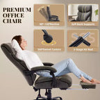 Silla de escritorio de oficina, silla ejecutiva grande y alta de 500 libras con reposapiés, silla de juegos reclinable de cuero 90-155
