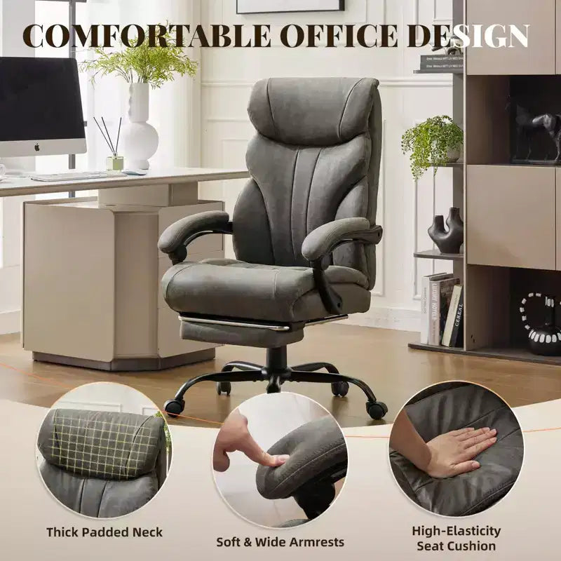 Silla de escritorio de oficina, silla ejecutiva grande y alta de 500 libras con reposapiés, silla de juegos reclinable de cuero 90-155