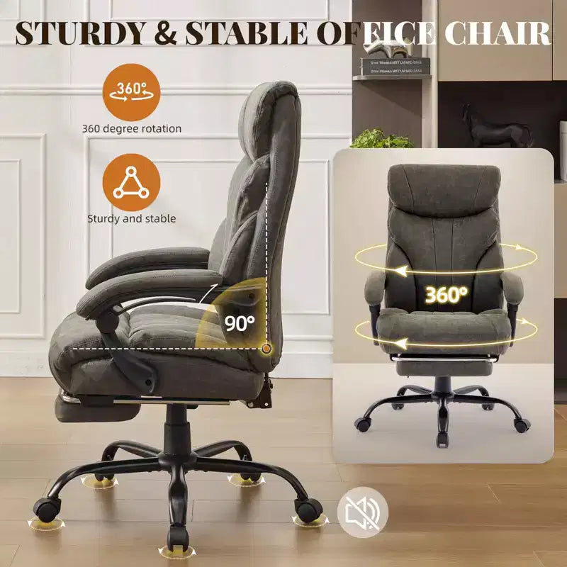 Silla de escritorio de oficina, silla ejecutiva grande y alta de 500 libras con reposapiés, silla de juegos reclinable de cuero 90-155