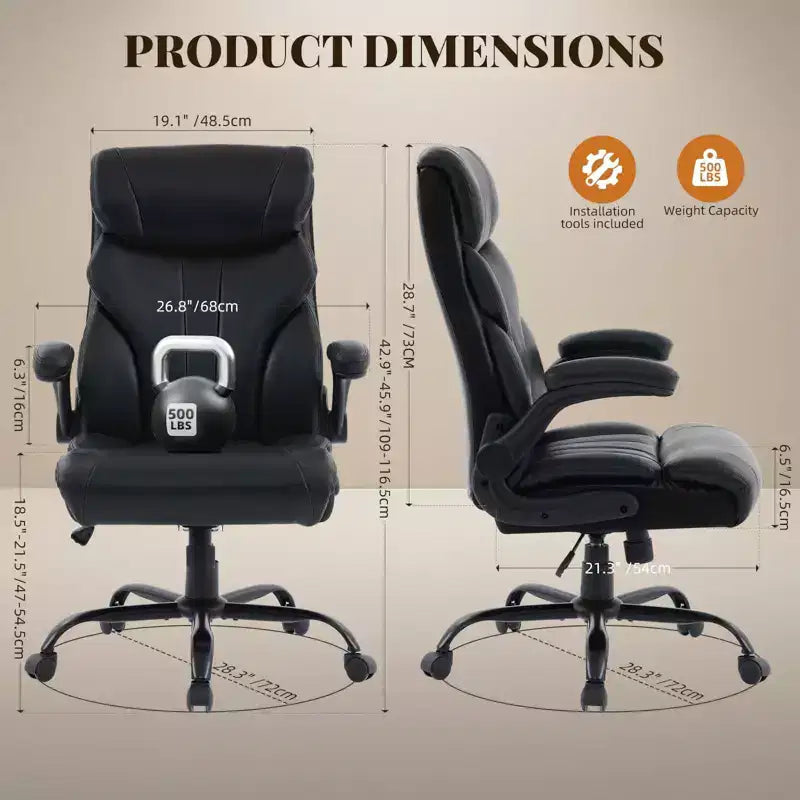 Silla de escritorio de oficina, silla ejecutiva grande y alta de 500 libras con reposapiés, silla de juegos reclinable de cuero 90-155