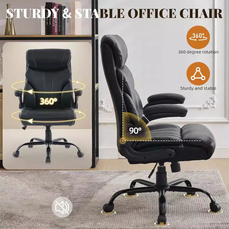 Silla de escritorio de oficina, silla ejecutiva grande y alta de 500 libras con reposapiés, silla de juegos reclinable de cuero 90-155