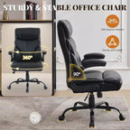 Silla de escritorio de oficina, silla ejecutiva grande y alta de 500 libras con reposapiés, silla de juegos reclinable de cuero 90-155