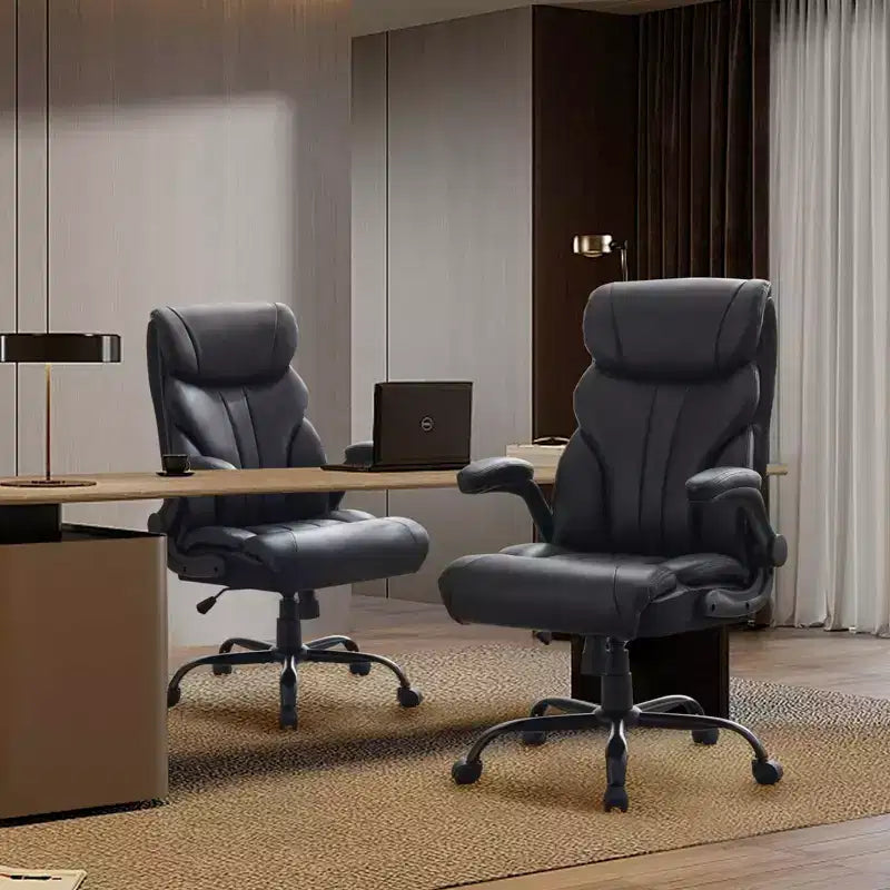 Silla de escritorio de oficina, silla ejecutiva grande y alta de 500 libras con reposapiés, silla de juegos reclinable de cuero 90-155