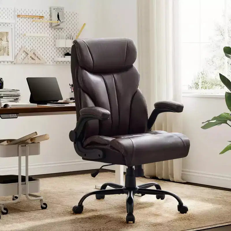 Silla de escritorio de oficina, silla ejecutiva grande y alta de 500 libras con reposapiés, silla de juegos reclinable de cuero 90-155