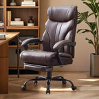 Silla de escritorio de oficina, silla ejecutiva grande y alta de 500 libras con reposapiés, silla de juegos reclinable de cuero 90-155
