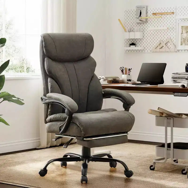 Silla de escritorio de oficina, silla ejecutiva grande y alta de 500 libras con reposapiés, silla de juegos reclinable de cuero 90-155