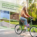 NAYSAYE Bicicleta de cercanías de 24 pulgadas para adultos, bicicleta urbana híbrida de 6 velocidades con doble freno en V, asiento ajustable, cuadro de acero para mujeres y hombres, para ir al trabajo y ocio