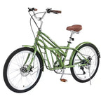 NAYSAYE Bicicleta de cercanías de 24 pulgadas para adultos, bicicleta urbana híbrida de 6 velocidades con doble freno en V, asiento ajustable, cuadro de acero para mujeres y hombres, para ir al trabajo y ocio
